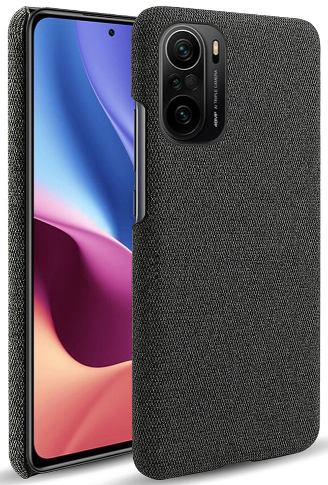 Woven Soft Fabric Case for Xiaomi Mi 11X / 11X Pro Back Cover, Shock Protection Slim Hard Anti Slip Back Cover (Black)