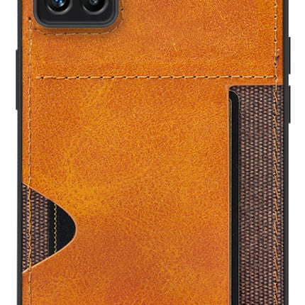 Mobizang Razor Wallet Back Case for Realme Gt Neo 3 (5G) , Slim PU Leather & Fabric Cover With Inbuilt Card Pocket (Brown)