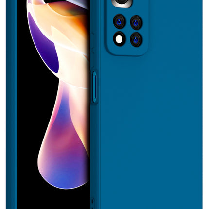 Matte Lens Protective Back Cover for Xiaomi 11i / 11i Hypercharge , Slim Silicone with Soft Lining Shockproof Flexible Full Body Bumper Case (Blue)