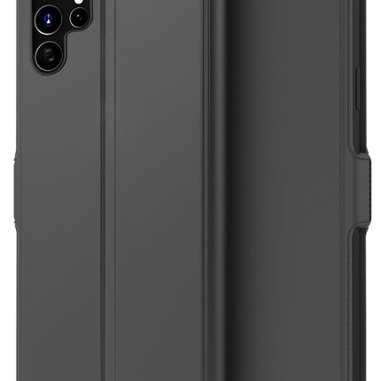 Noble Slim Flip Cover for Samsung Galaxy S22 Ultra , Magnetic and Card Holder Stand Leather Flip Wallet Case (Black)