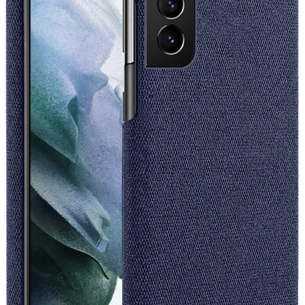 Woven Soft Fabric Case for Samsung Galaxy S22 Back Cover, Shock Protection Slim Hard Anti Slip Back Cover (Blue)