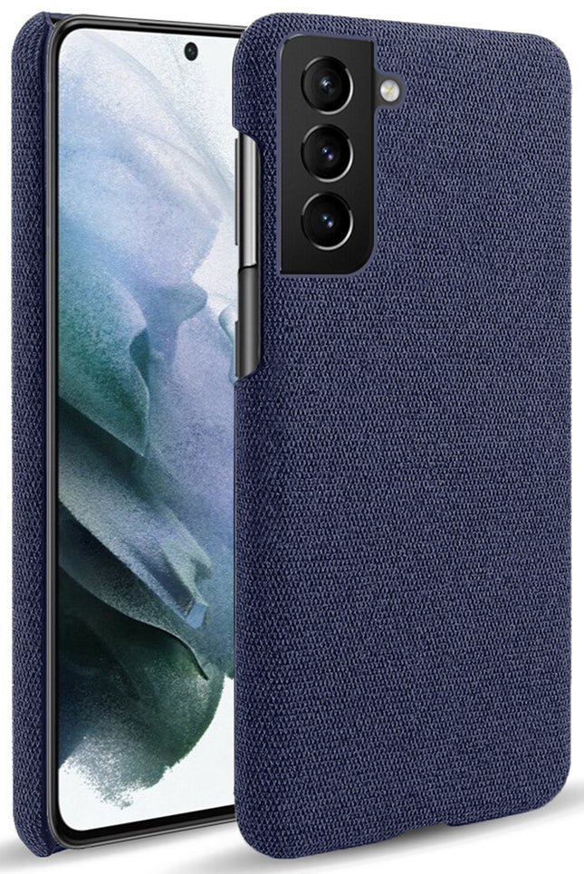 Woven Soft Fabric Case for Samsung Galaxy S22 Back Cover, Shock Protection Slim Hard Anti Slip Back Cover (Blue)