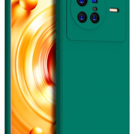 Matte Lens Protective Shockproof Flexible Back Cover for Vivo X80, Slim Silicone with Soft Lining Shockproof Flexible Full Body Bumper Case (Green)