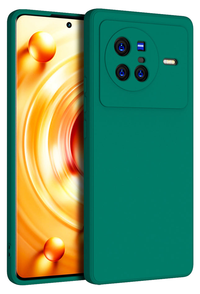 Matte Lens Protective Shockproof Flexible Back Cover for Vivo X80, Slim Silicone with Soft Lining Shockproof Flexible Full Body Bumper Case (Green)