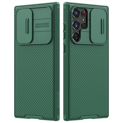 Mobizang Camshield Back Cover for Samsung Galaxy S22 Ultra | Inbuilt Slider Shockproof Lens Protection Case (Green)