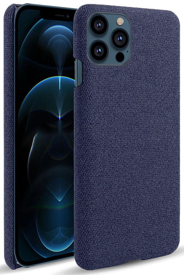 Mobizang Woven Soft Fabric Case for Apple iPhone 14 Pro Max Back Cover, Shock Protection Slim Hard Anti Slip Back Cover (Blue)
