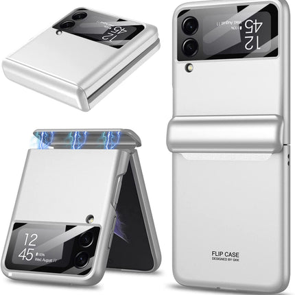 Mobizang Ultra Thin Back Cover for Galaxy Z Flip3 / Z Flip 3 ,Magnetic Hinge Protection and Inbuilt Glass Window Protection (Silver)