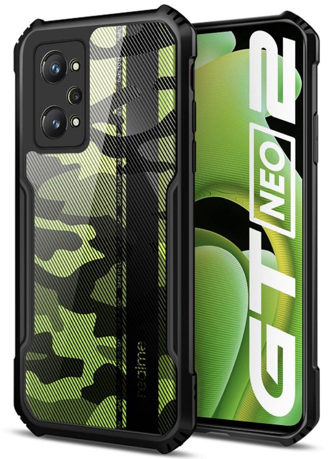 Beetle Camouflage for Realme GT Neo 2 Back Case, [Military Grade Protection] Shock Proof Slim Hybrid Bumper Cover (Black)