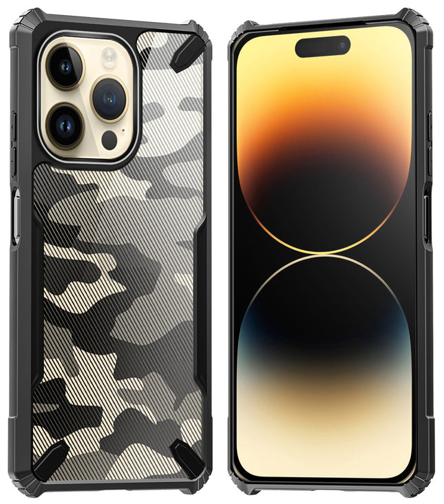 Mobizang Bull Camouflage Back Cover for Apple iPhone 14 Pro , Shockproof Slim Hybrid Case (Black)
