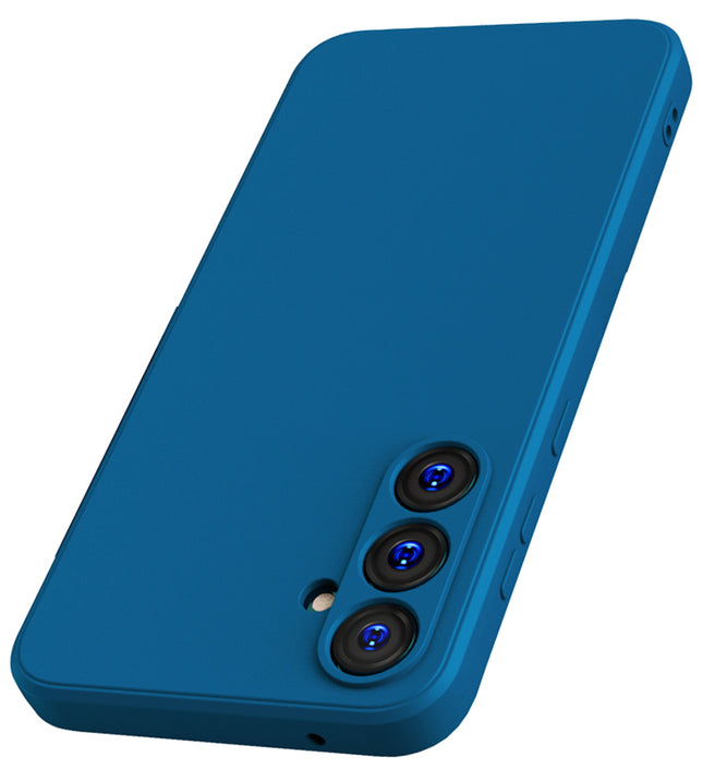 Mobizang Matte Protective Lens Flexible Back Cover for Samsung Galaxy S23 FE | Slim Silicone with Soft Lining Shockproof Full Body Bumper Case (Blue)