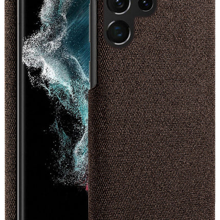 Mobizang Woven Soft Fabric Case for Samsung Galaxy S23 ULTRA Back Cover , Shock Protection Slim Hard Anti Slip Back Cover (Brown)