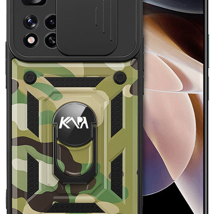 Tank Back Cover for Xiaomi 11i Hypercharge  (5G) , Inbuilt Ring + Slider Shockproof Lens Protection Case (Green)