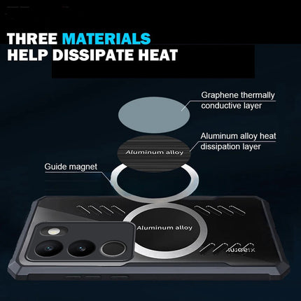 Mobizang Magnetic Heat Dissipation Gaming Back Cover For Vivo V29 / V29 PRO | Slim Shockproof Bumper Case (Black)