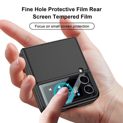 Mobizang Ultra Thin Back Case for Samsung Galaxy Z Flip4, Inbuilt Glass Window Back Cover, Black