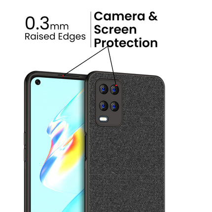 Soft Fabric Hybrid for Oppo A54 (4G) Back Cover, Shockproof Protection Slim Hard Back Case (Black)