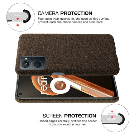 Woven Soft Fabric Case for Realme 9i Back Cover, Shock Protection Slim Hard Anti Slip Back Cover (Brown)