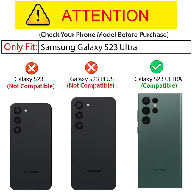Mobizang Bisen Back Cover for Samsung Galaxy S23 Ultra | Inbuilt Camera Slider Ring Stand and Card Pocket Shockproof Slim Bumper Back Case (Black)
