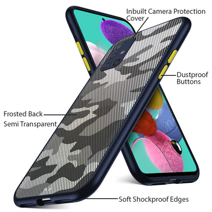 Camouflage Paper Thin Back Cover For Samsung Galaxy A51 , Super Slim Matte Translucent Full Protection Back Case (Blue)