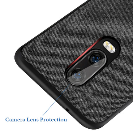 Soft Fabric & Leather Hybrid Protective Case Cover for OnePlus 6T / One Plus 6T (Black,Brown)
