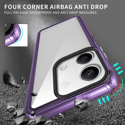 Mobizang Warrior Acrylic Clear Back Cover For Redmi Note 13 PRO | Slim Shockproof [Military Grade Protection] Hybrid Bumper Case (Purple Sides)