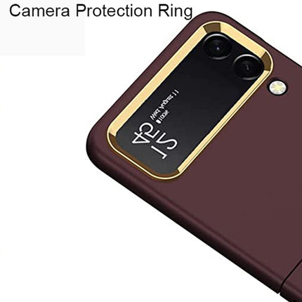 Mobizang Ultra Thin Back Case for Samsung Galaxy Z Flip4, Inbuilt Camera Protecting Ring Back Cover, Burgundy