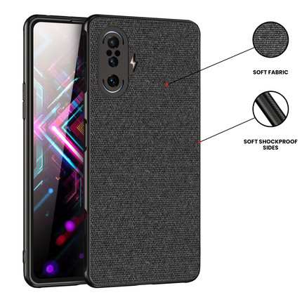 Soft Full Fabric Protective Back Case Cover for Poco F3 GT (Black)