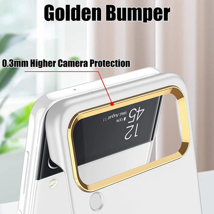 Mobizang Ultra Thin Back Case for Samsung Galaxy Z Flip4, Inbuilt Camera Protecting Ring Back Cover, White