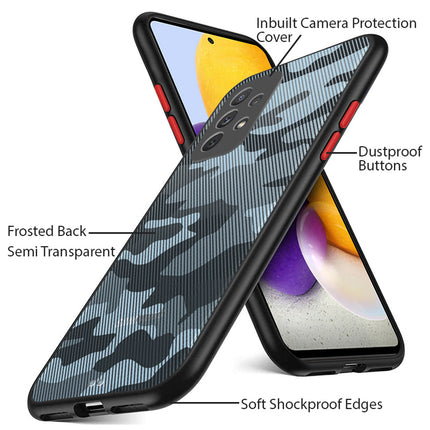 Camouflage Paper Thin Back Cover For Samsung Galaxy A52 , Super Slim Matte Translucent Full Protection Back Case (Black)