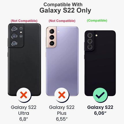 Matte Lens Protective Back Cover for Samsung Galaxy S22, Slim Silicone with Soft Lining Shockproof Flexible Full Body Bumper Case (Black)