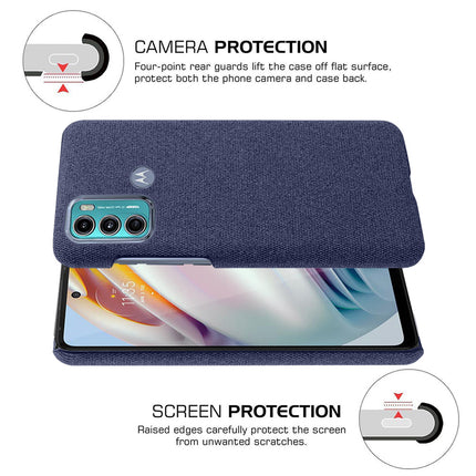 Woven Soft Fabric Case for Motorola Moto G60  Back Cover, Shock Protection Slim Hard Anti Slip Back Cover (Blue)