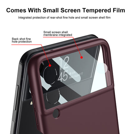 Mobizang Ultra Thin Back Case for Samsung Galaxy Z Flip4, Inbuilt Glass Window Back Cover, Burgundy