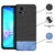 Soft Fabric & Leather Hybrid Protective Case Cover for Vivo Y72 (5G) (Black,Blue)