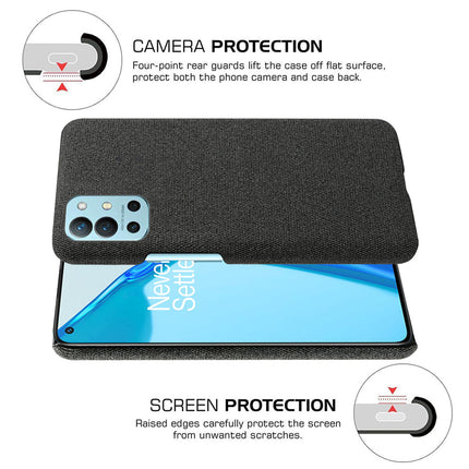 Woven Soft Fabric Case for OnePlus 9R / One Plus 9R Back Cover, Shock Protection Slim Hard Anti Slip Back Cover (Black)