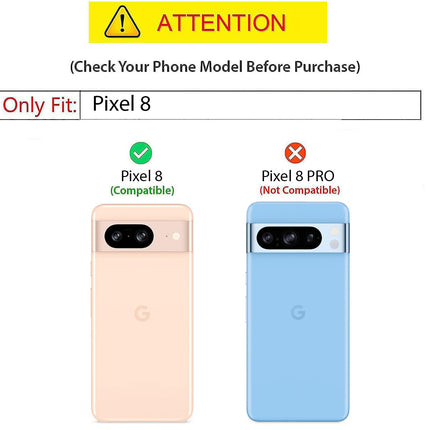 Mobizang Noble Slim Magnetic Leather Flip Case Cover for Google Pixel 8 | Card Holder Stand Leather Flip Wallet Case (Black)