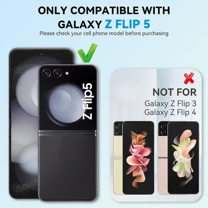 Mobizang Ultra Thin Back Cover for Galaxy Z Flip5 / Z Flip 5 | Magnetic Hinge Protection and Inbuilt Glass Window Protection (Black)