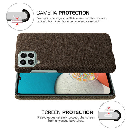Mobizang Woven Soft Fabric Case for Samsung Galaxy M53 (5G) Back Cover, Shock Protection Slim Hard Anti Slip Back Cover (Brown)