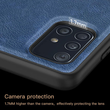 Tux Back Case For Samsung Galaxy A51 , Slim Leather Case with Soft Edge Shockproof Back Cover (Blue)