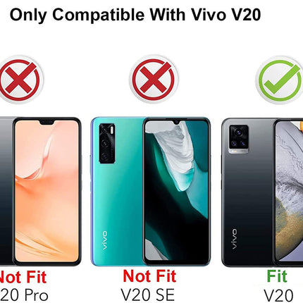 Camo Slider Back Cover for Vivo V20 , [Military Grade Protection] Shockproof Slim Clear Camera Shield Bumper Back Case (Black)
