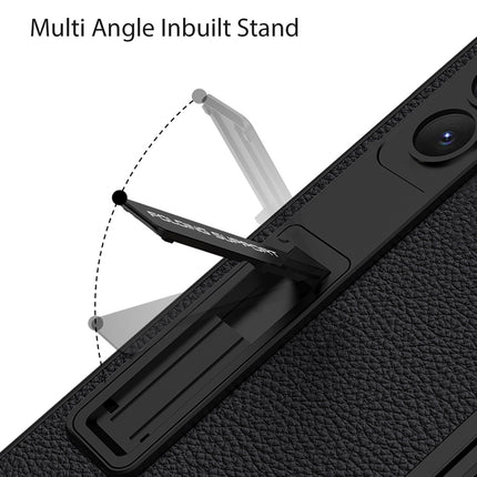 Mobizang Leather Case for Samsung Galaxy Z Fold 5 | Inbuilt Stand Hybrid Back Cover (Black)
