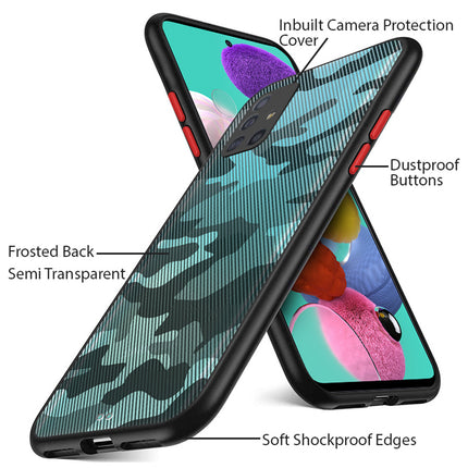 Camouflage Paper Thin Back Cover For Samsung Galaxy A51 , Super Slim Matte Translucent Full Protection Back Case (Black)