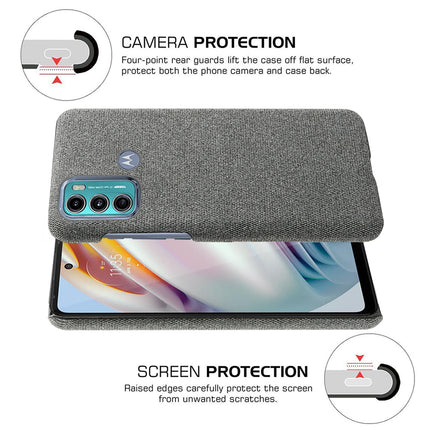 Woven Soft Fabric Case for Motorola Moto G60 Back Cover, Shock Protection Slim Hard Anti Slip Back Cover (Grey)