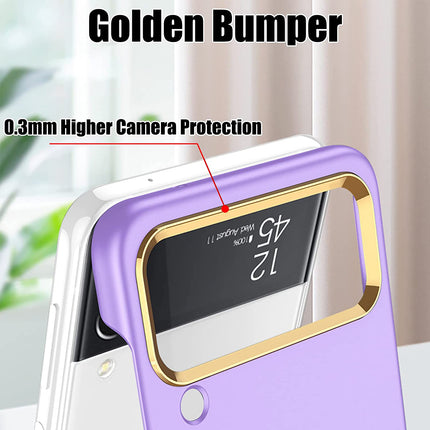 Mobizang Ultra Thin PC Back with Gold Ring for Galaxy Z Flip 4 - Black