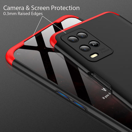 Double Dip Full 360 Protection Back Case Cover for Oppo A54 (4G) (Red,Black)