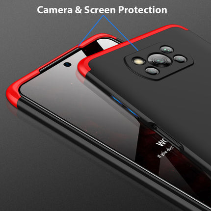 Double Dip Full 360 Protection Back Case Cover for Poco X3 Pro (Red,Black)