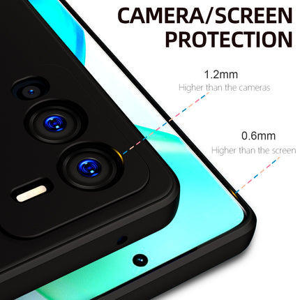 Mobizang Matte Lens Protective Shockproof Flexible Back Cover for Vivo V25 PRO (5G) , Slim Silicone with Soft Lining Shockproof Flexible Full Body Bumper Case (Black)