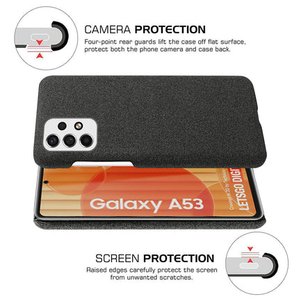 Mobizang Woven Soft Fabric Case for Samsung Galaxy A53 (5G) Back Cover, Shock Protection Slim Hard Anti Slip Back Cover (Black)