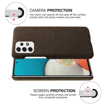 Mobizang Woven Soft Fabric Case for Samsung Galaxy A73 (5G) Back Cover, Shock Protection Slim Hard Anti Slip Back Cover (Brown)