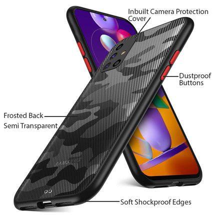 Camouflage Paper Thin Back Cover For Samsung Galaxy M31S , Super Slim Matte Translucent Full Protection Back Case (Black)