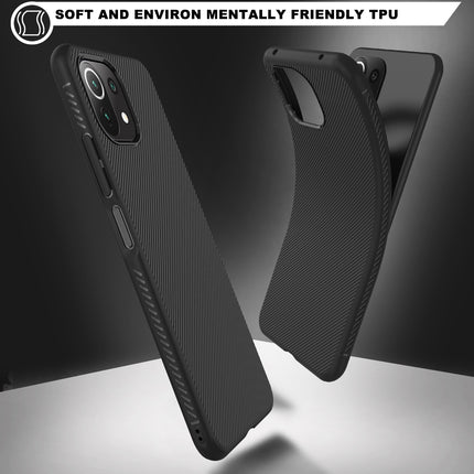Twill Shock Proof Soft Flexible Back Case Cover for Xiaomi Mi 11 Lite (Black)