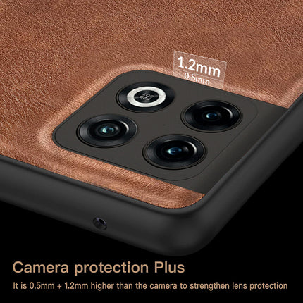Tux Back Case for OnePlus 10 Pro , Slim Leather Case with Soft Edge Shockproof Back Cover (Brown)